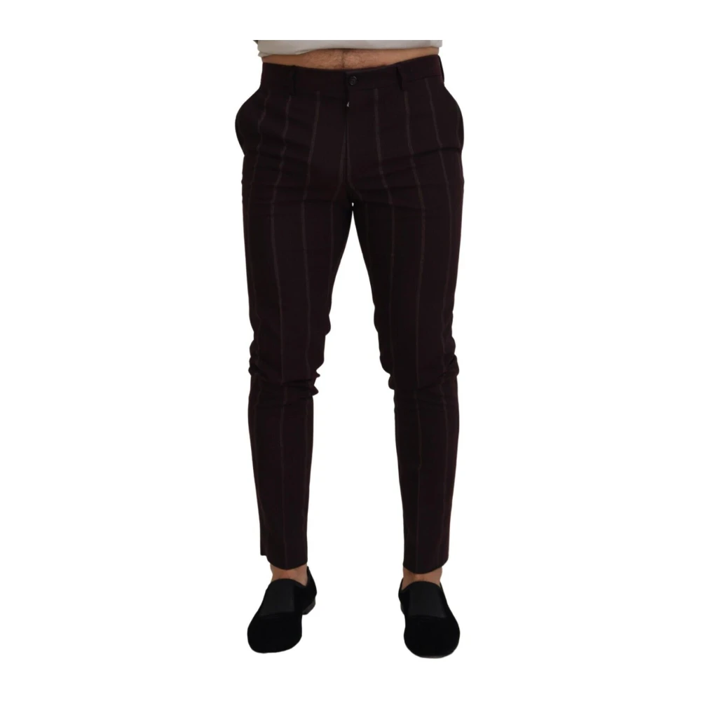 Dolce & Gabbana Brown Striped Men Trousers Cotton Pants - IT48 | M - Image 2