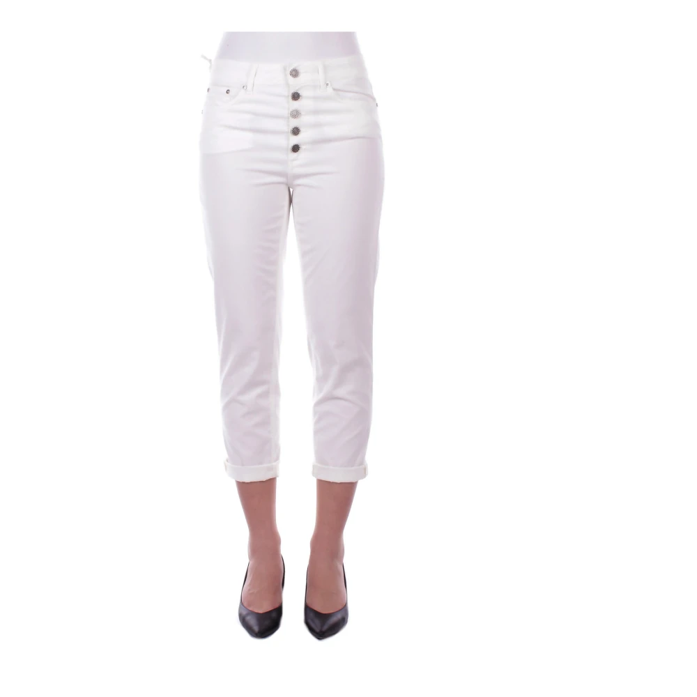 Dondup Witte broek met knoopsluiting White Dames