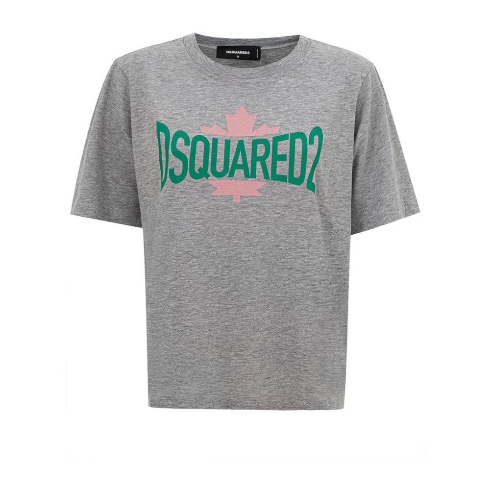 Dsquared2 Vrouw Grijs Tops Dames, S, Katoen, Katoenen T-Shirt