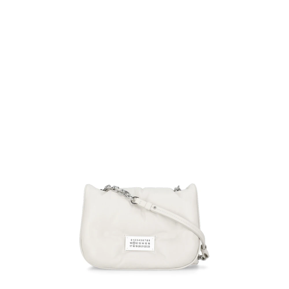 Maison Margiela Gewatteerde leren schoudertas met magnetische sluiting Beige Dames