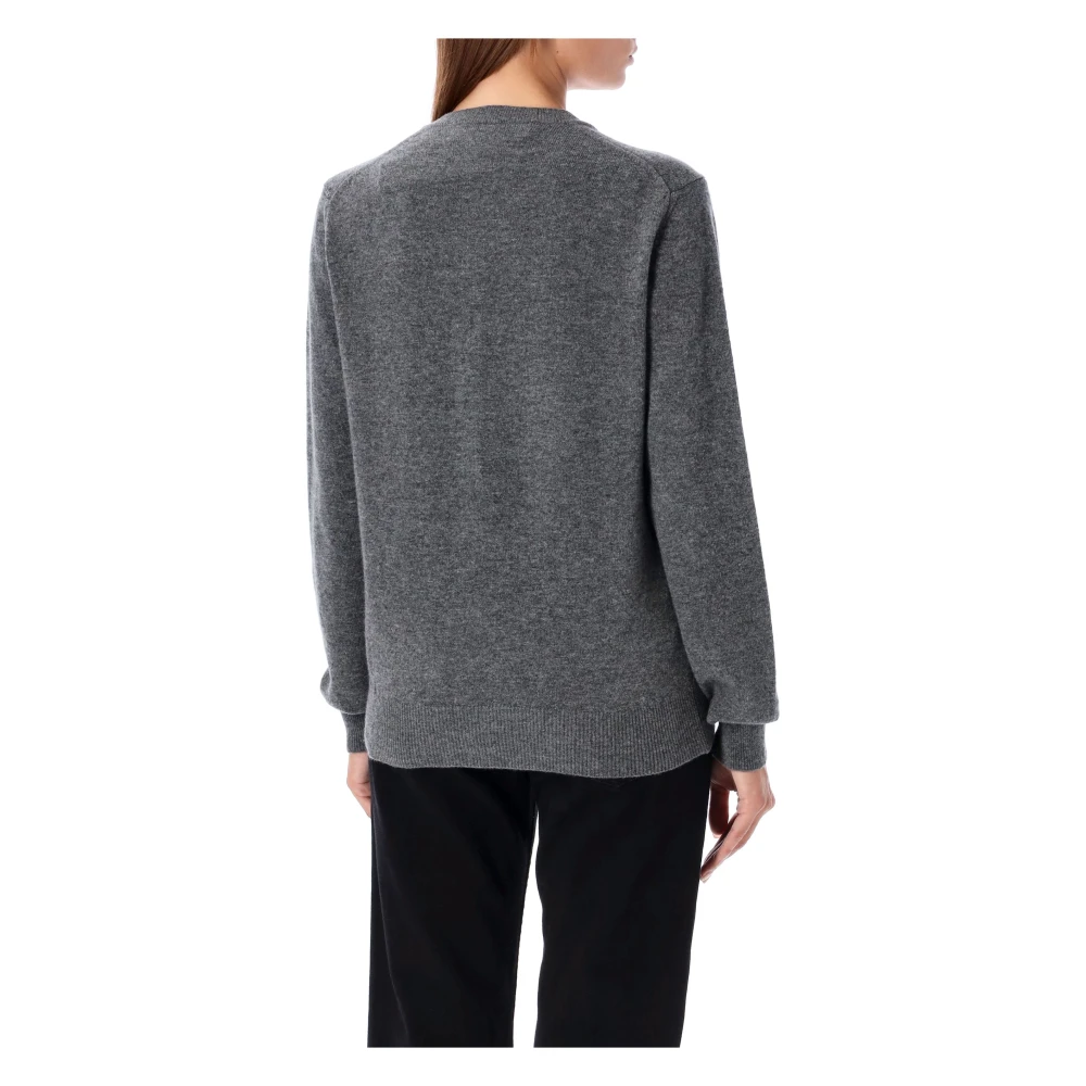 Comme des Garçons Grijze Gebreide Trui Rode Hart Patch Vest Gray Dames