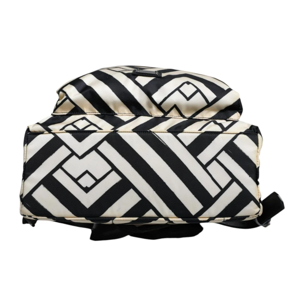 Dolce & Gabbana Gestreepte leren reisrugzak met logo Black Dames