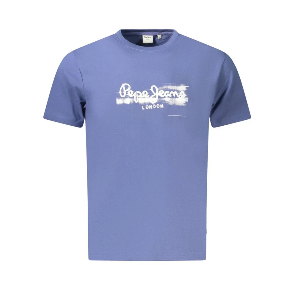 Pepe Jeans Men's Blue T-Shirts, L, Cotton Graphic Print T-Shirt