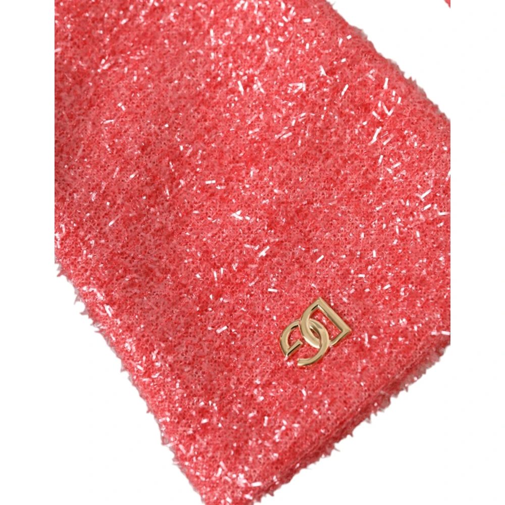 Dolce & Gabbana Roze Lurex Handschoenen Gemaakt in Italië Pink Dames