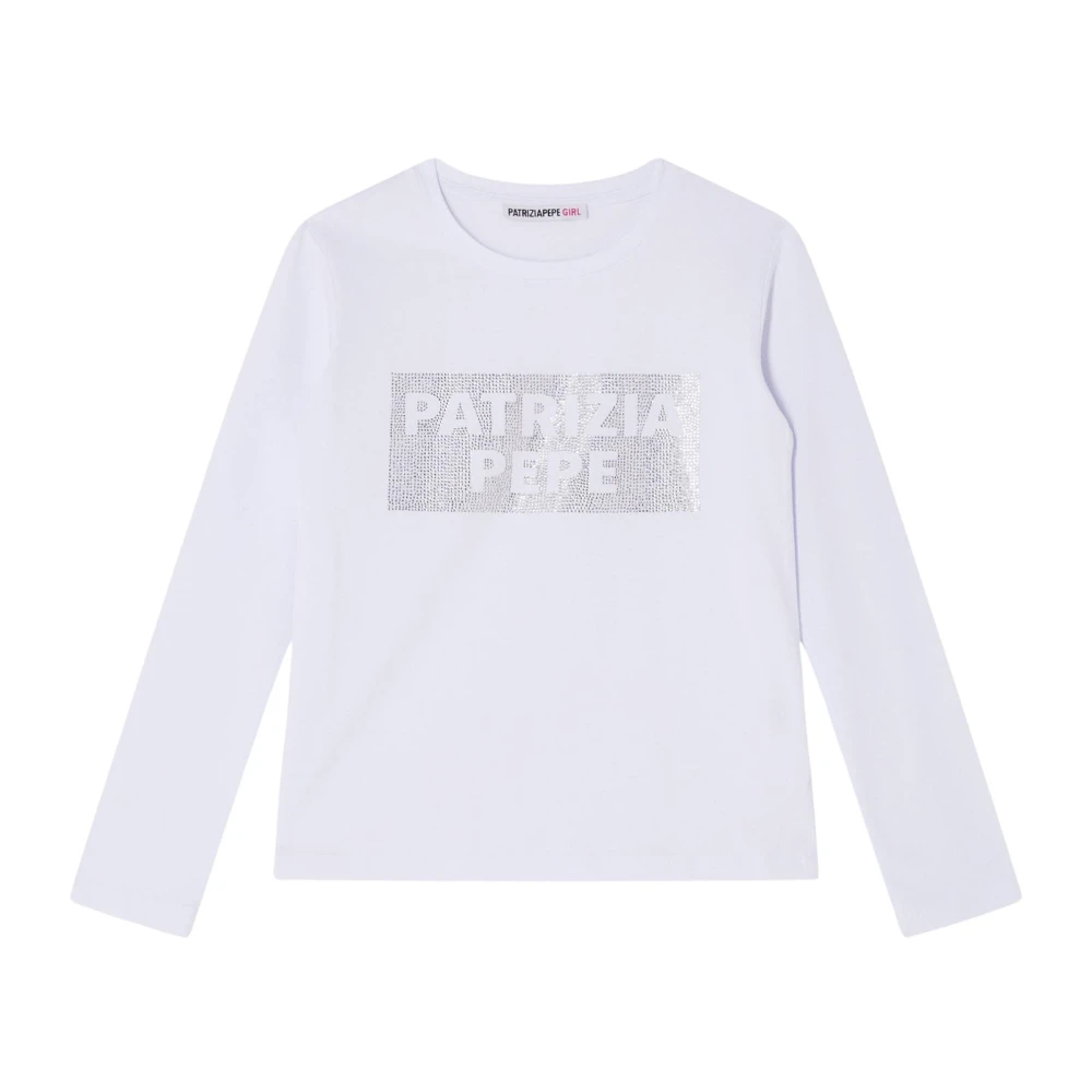 PATRIZIA PEPE Witte longsleeve T-shirts voor meisjes White Dames