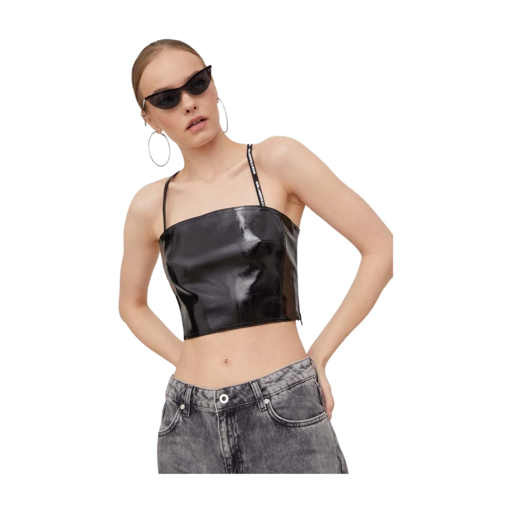 Karl Lagerfeld Top Cropped Black Dames