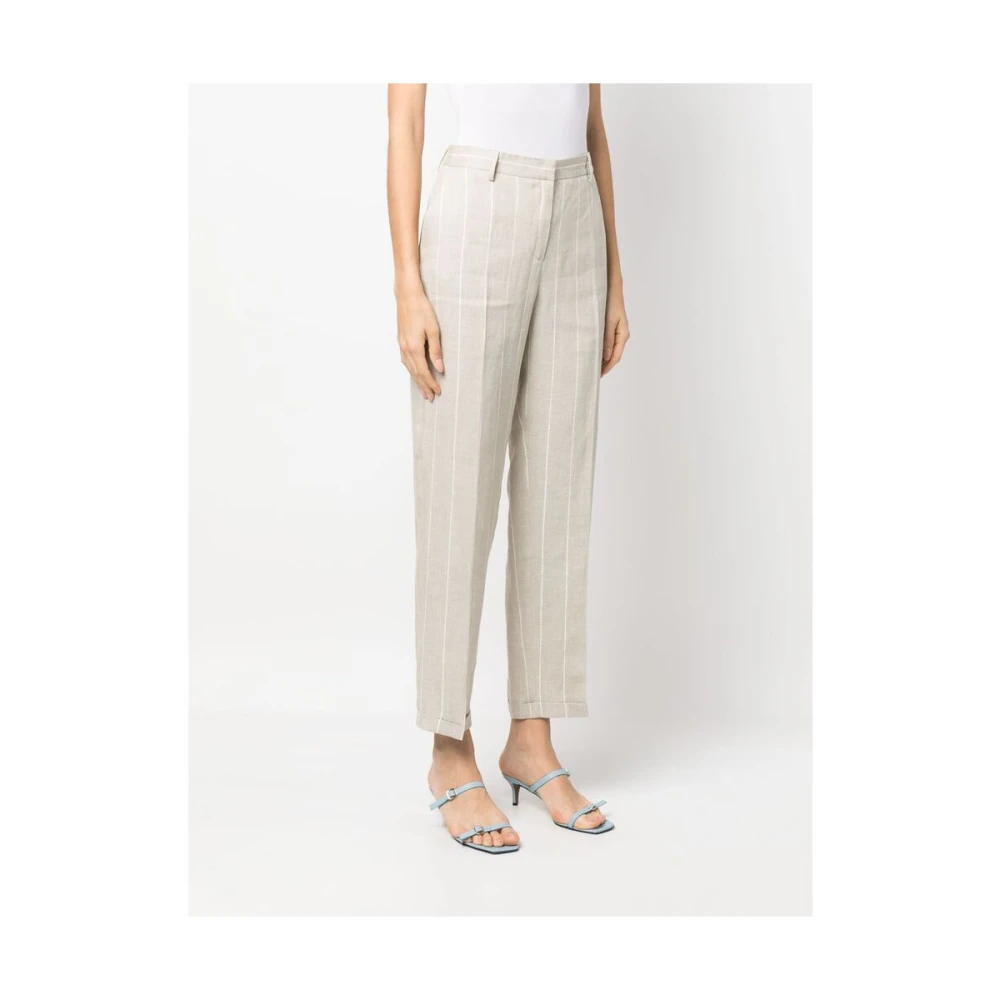 Antonelli Firenze Gestreepte linnen broek Beige Dames