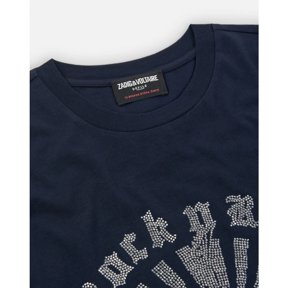 Zadig & Voltaire Guitar Wings Strass Shirt Blue Dames