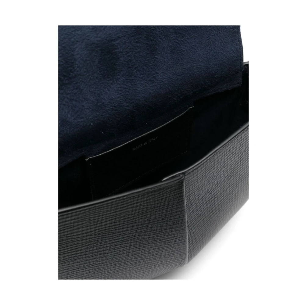Studio Nicholson Zwarte leren schoudertas met magnetische sluiting Black Dames