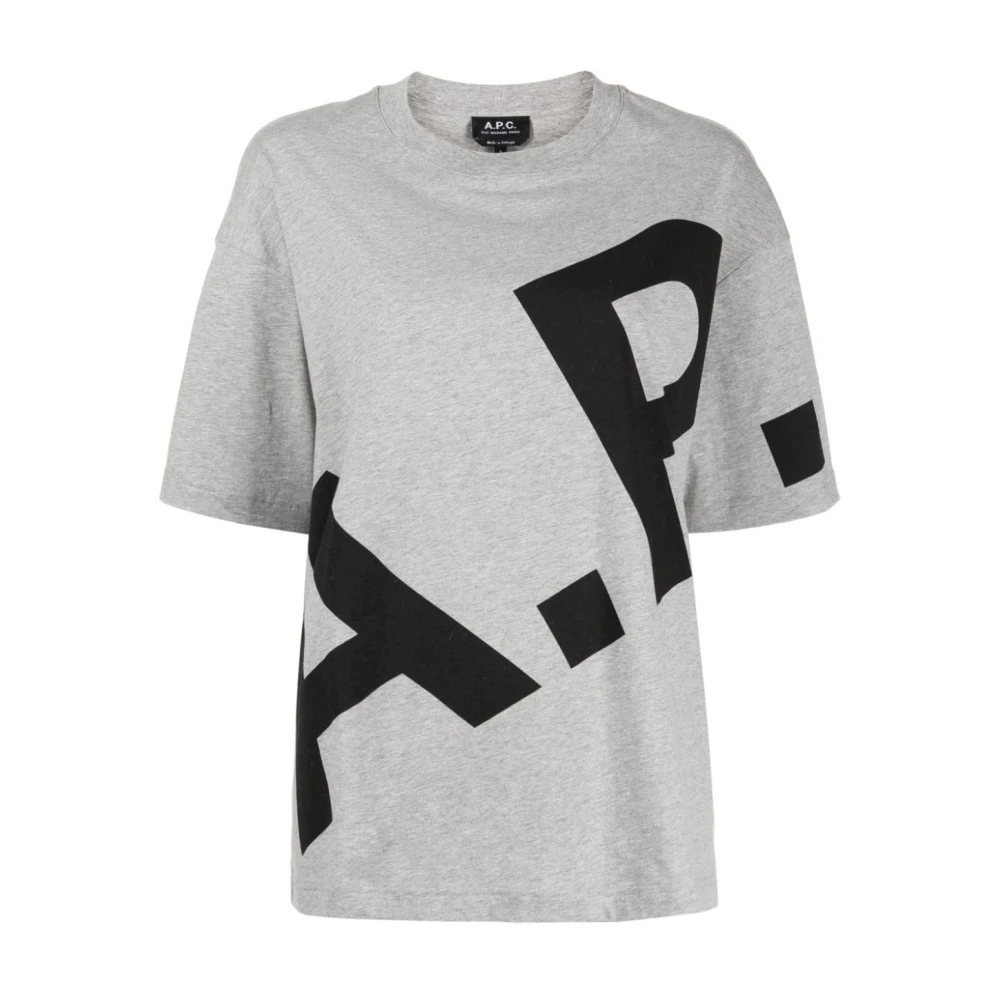 A.p.c. Logo Print Grijze T-shirts en Polos Gray Heren