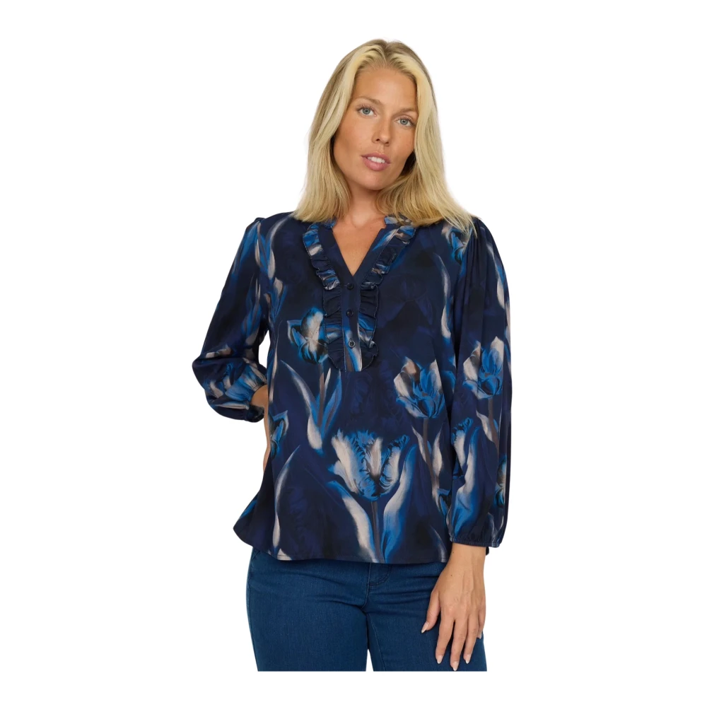 2-Biz Blauwe Tulp Sala Blouse Multicolor Dames