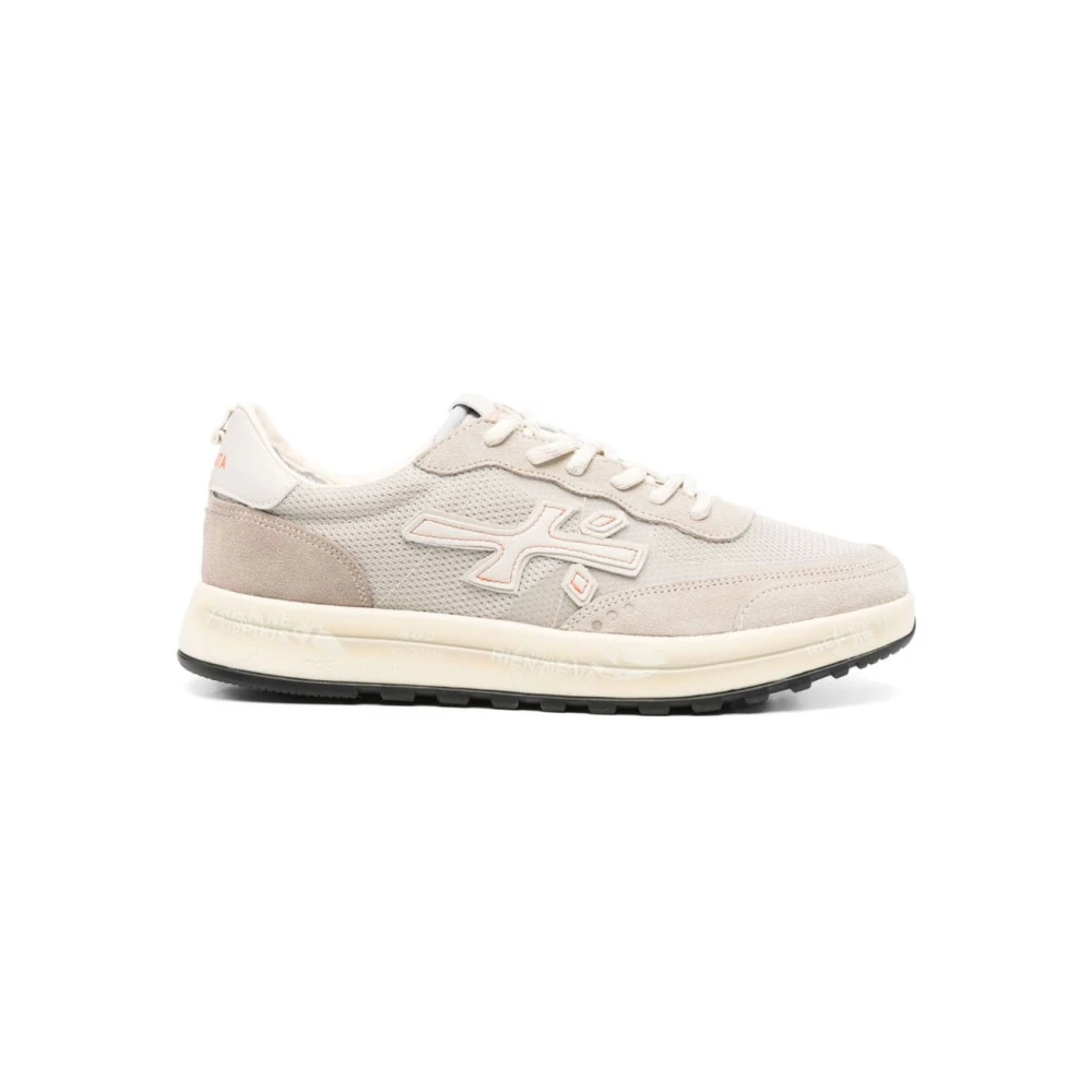 Premiata Sneakers van suède en stof met contrasterend logo Heren Schoenen Beige