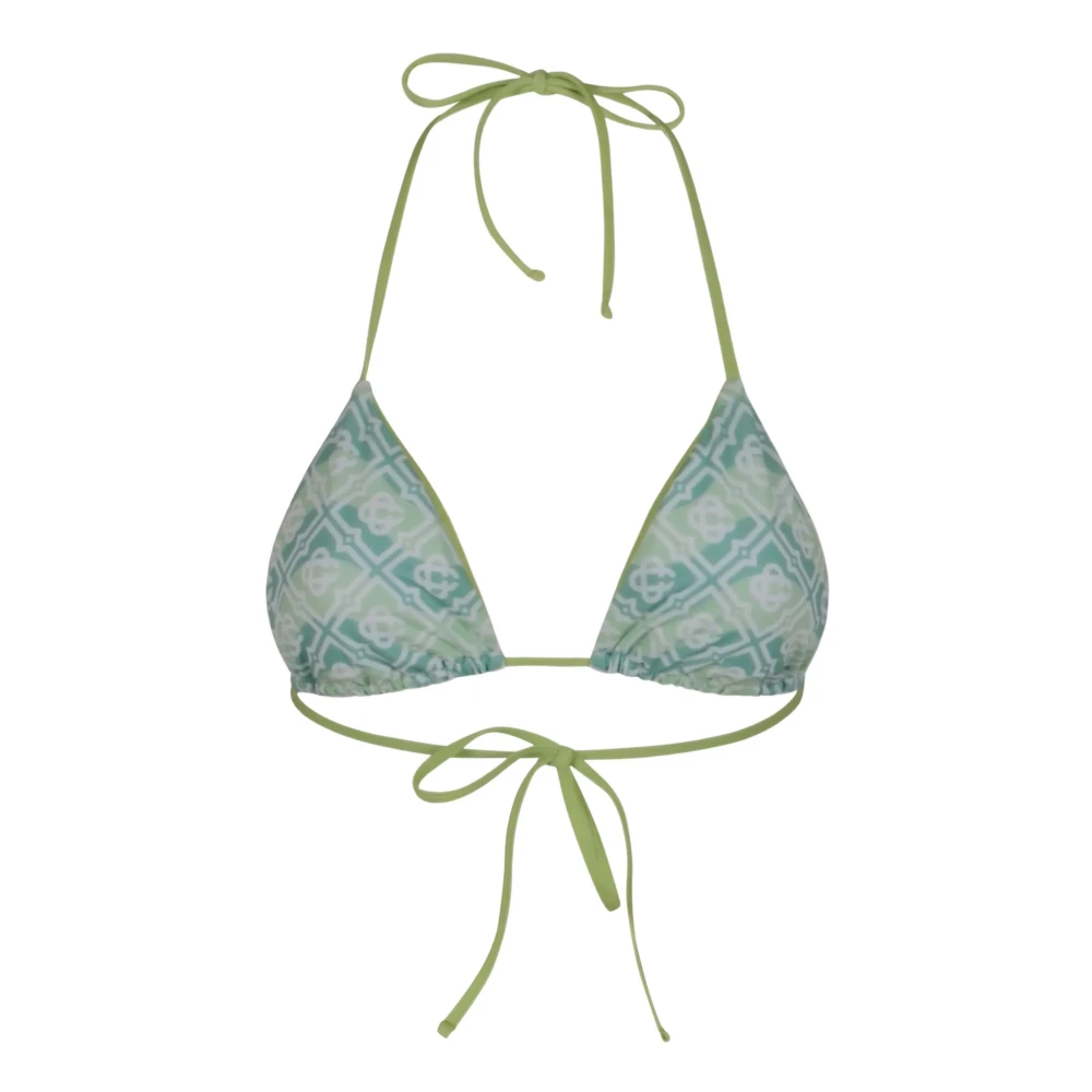 Casablanca Women's Green Bikinis, S, Wavy Monogram Bikini Top