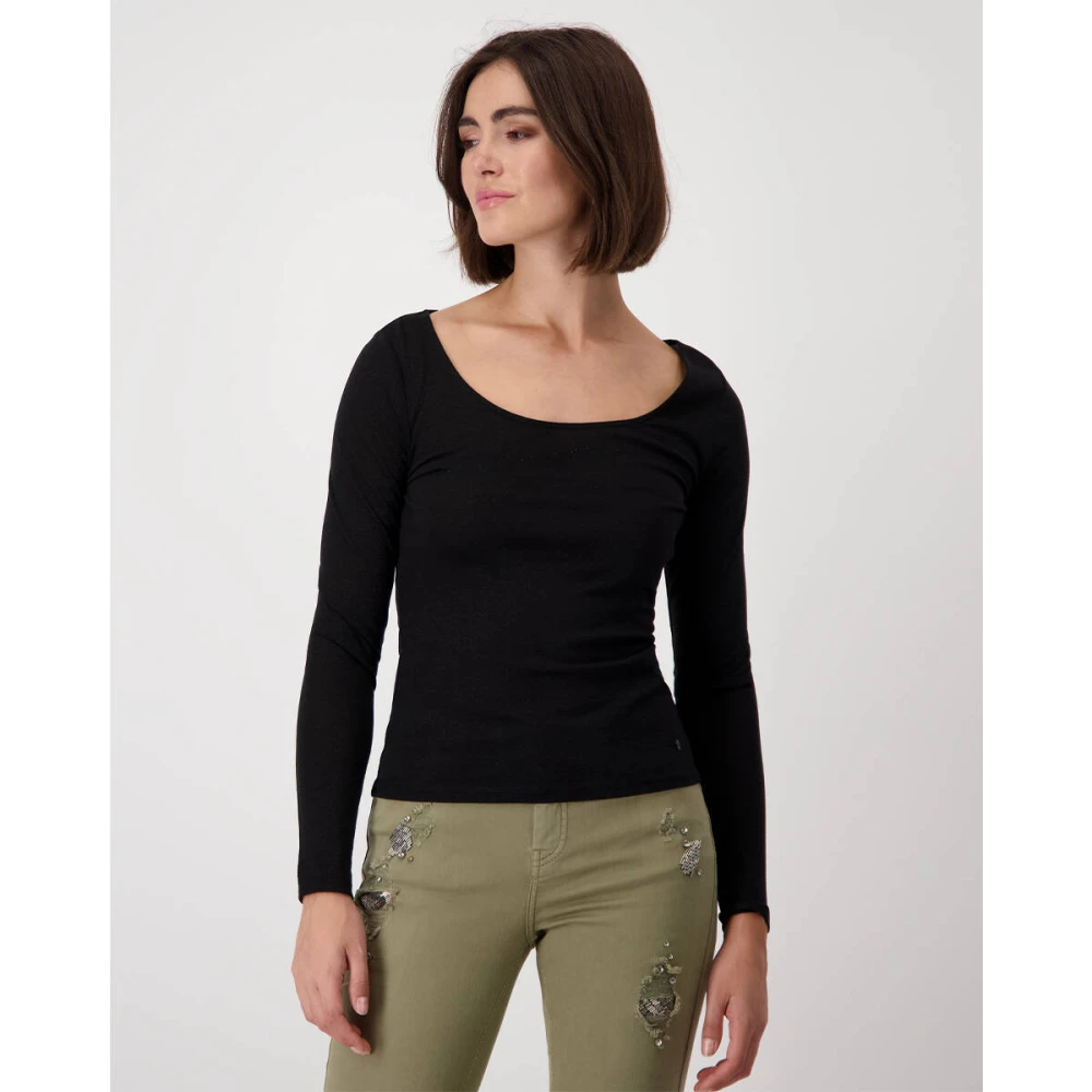 monari Stijlvolle Pullover T-shirt Black Dames