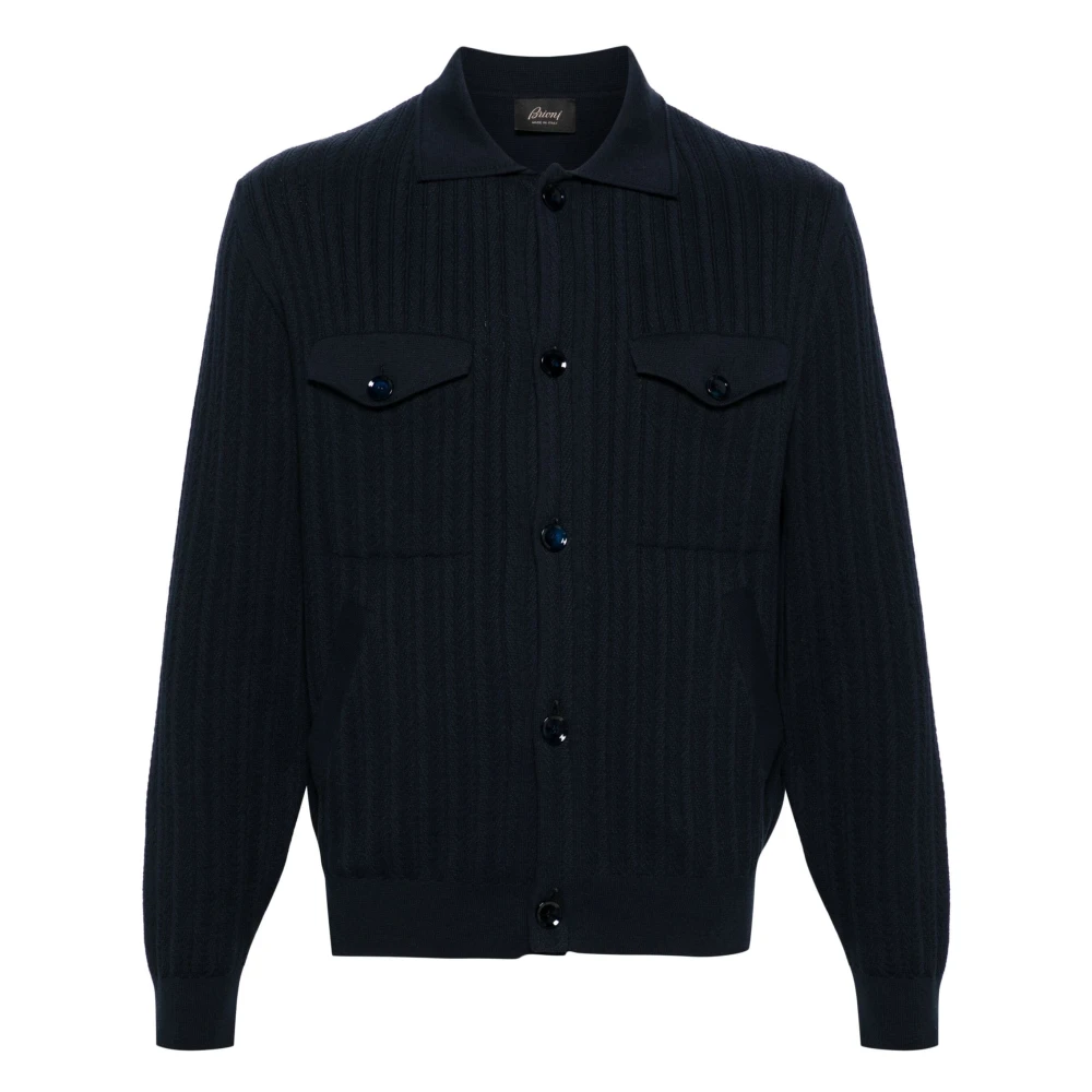 Brioni Blauwe Rits Trui Casual Stijl Blue Heren