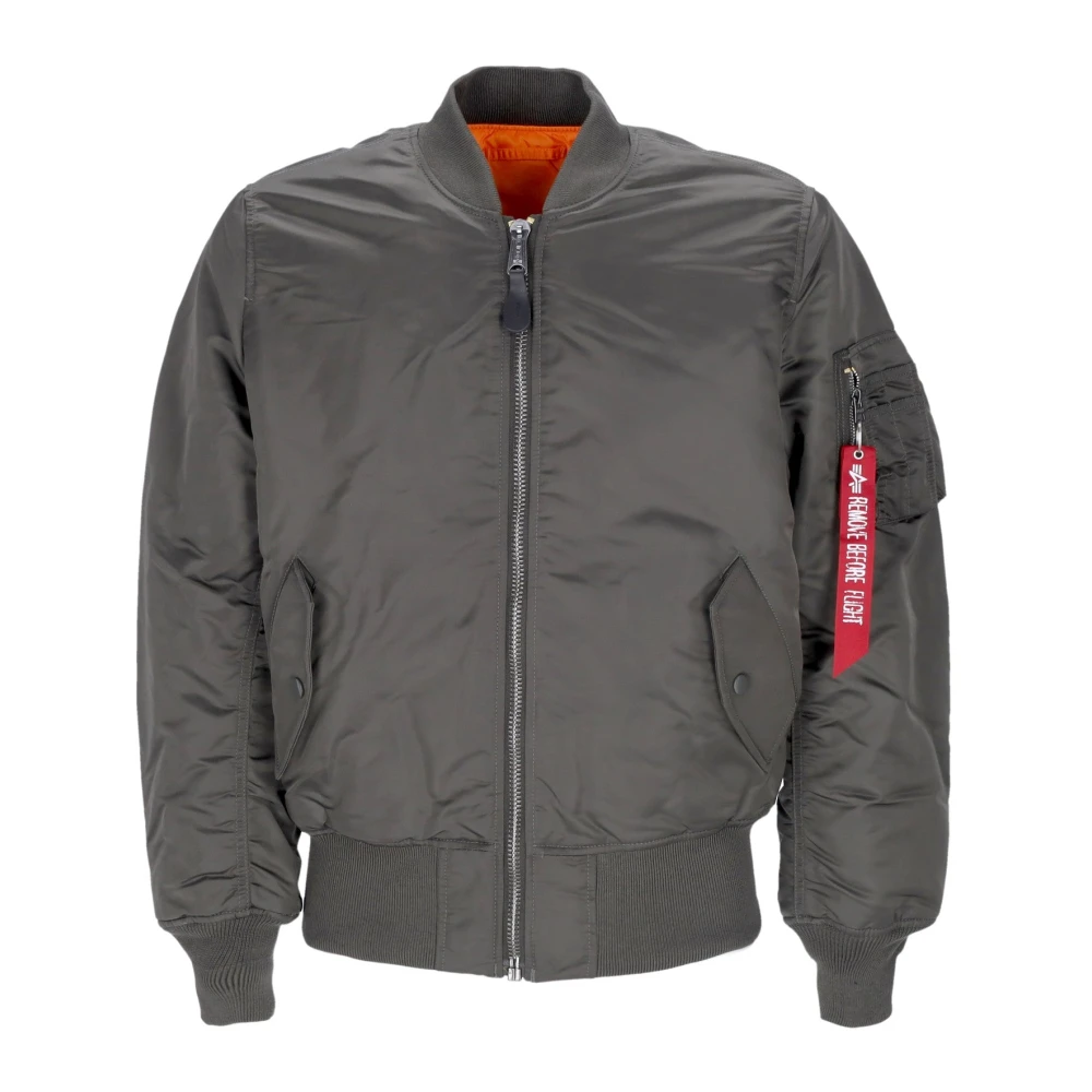 Alpha Industries Gray Bomber Jackets, Male, S, Reversible Bomber Jacket With Zip