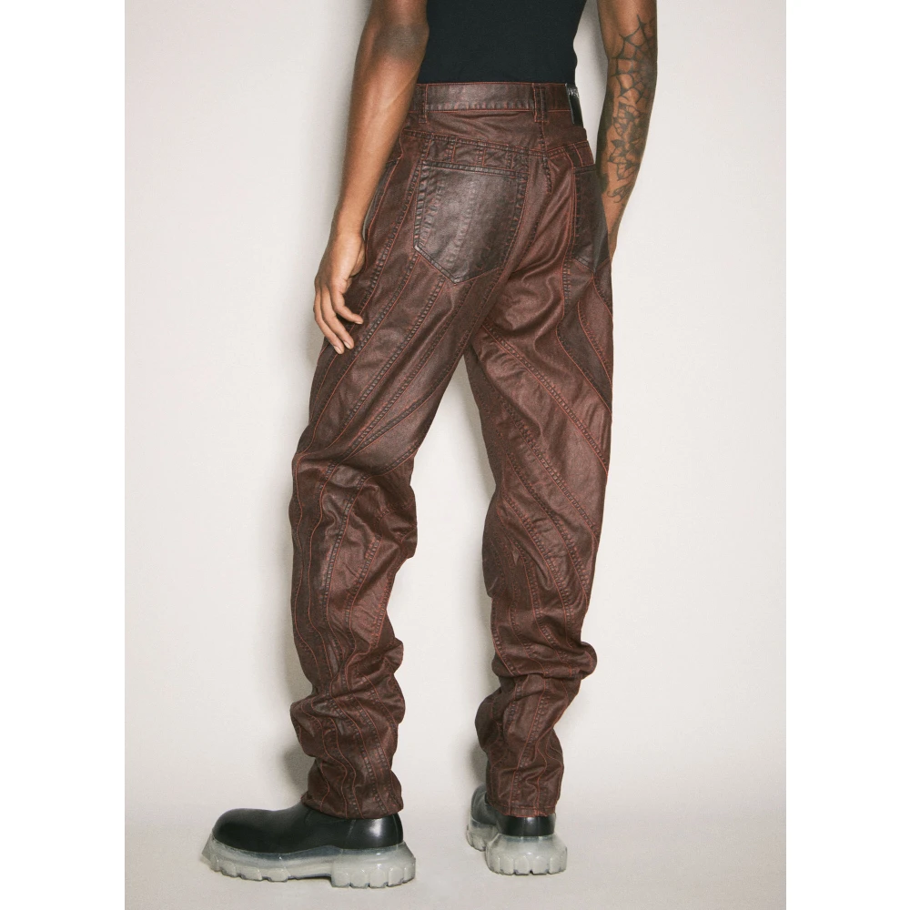 Mugler Gewaxte Vampire Spiral Jeans Paneelconstructie Red Heren