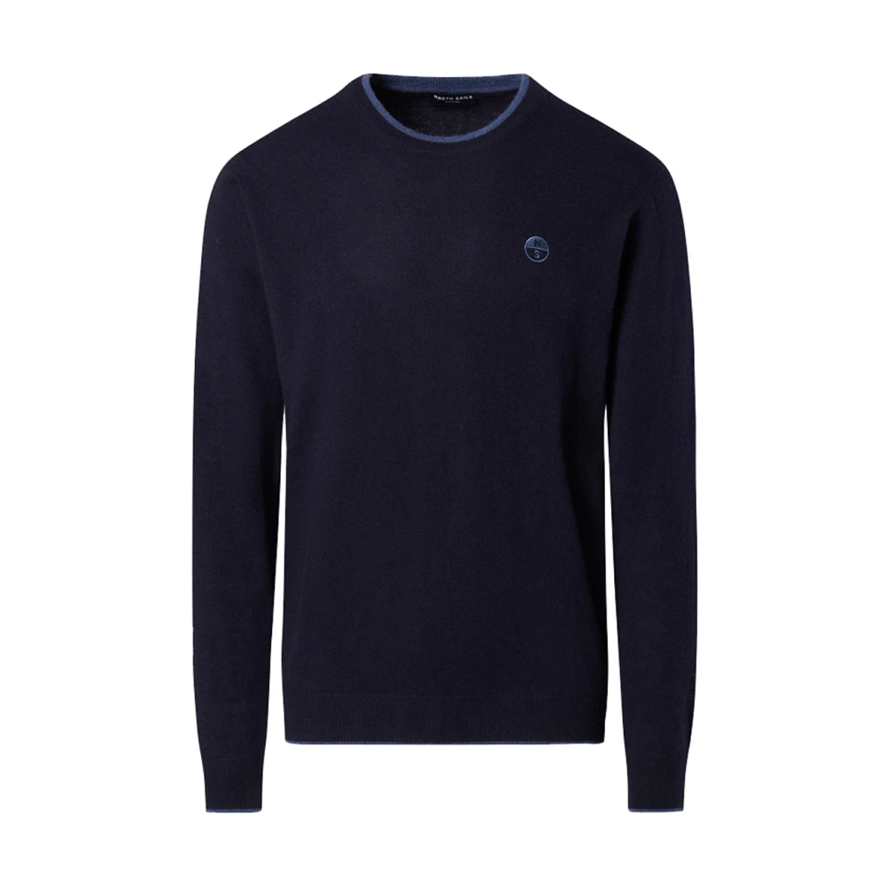 North Sails Men's Blue Round-Neck Knitwear, 2XL, Jumper With Contrast Trim