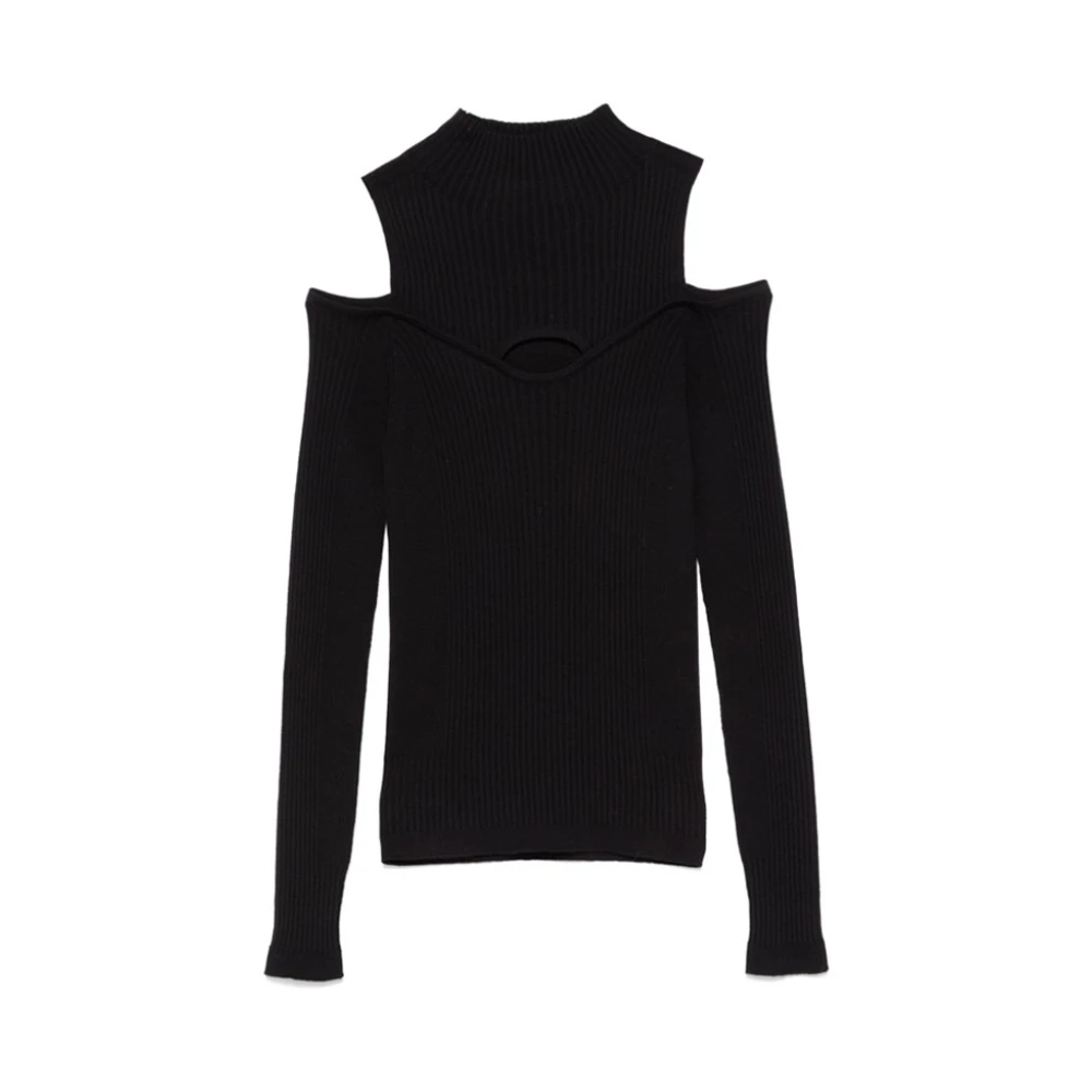 D.Exterior Zwarte Wol Cold Shoulder Trui Black Dames