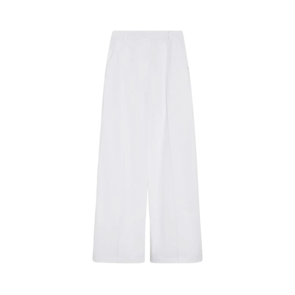 SPORTMAX Oversized Gewassen Katoenen Broek White Dames