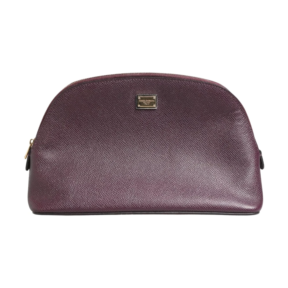 Dolce & Gabbana Dark Purple Leather DG Logo Zip Around Hand Purse Wallet - Image 3