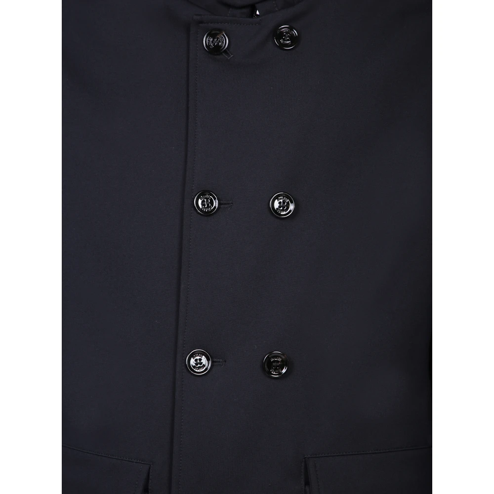 Moorer Blauwe Dubbelrijige Driekwartjas Blue Heren