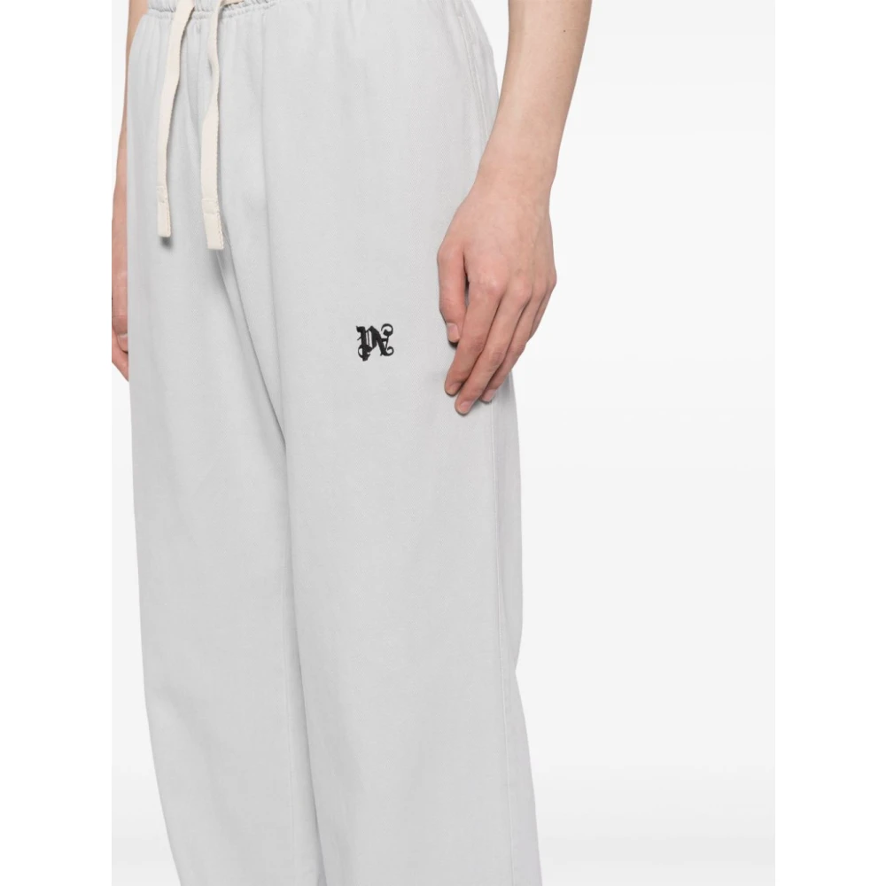 Palm Angels Geborduurde Logo Grijze Broek Gray Heren