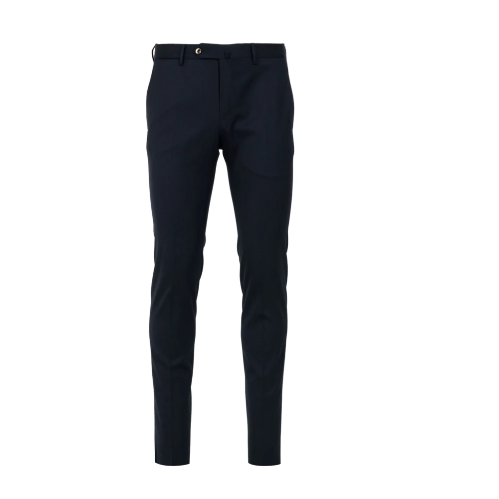 PT Torino Blauwe Wol Getailleerde Broek Slim Fit Blue Heren