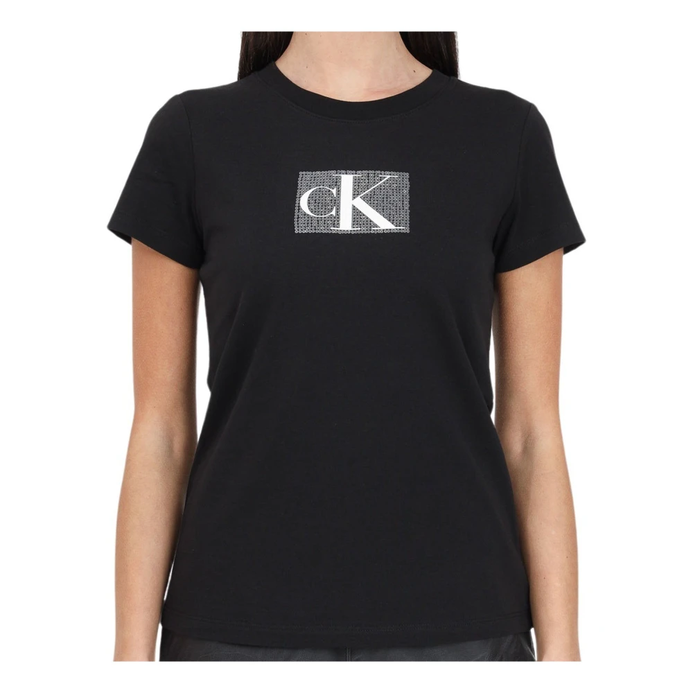 Calvin Klein Jeans Zwart T-shirt met pailletten Black Dames