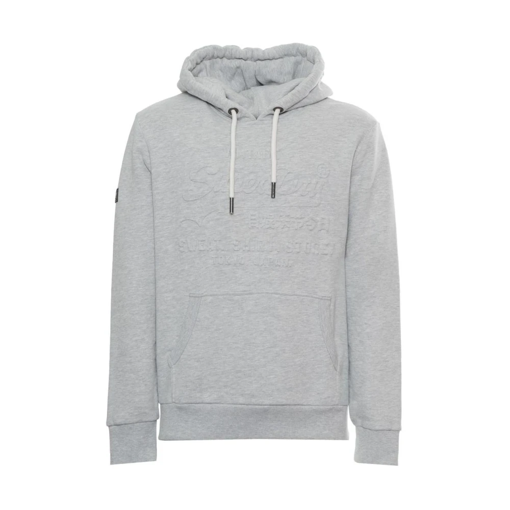 Superdry Präglad Logotyp Hoodie Gray, Herr