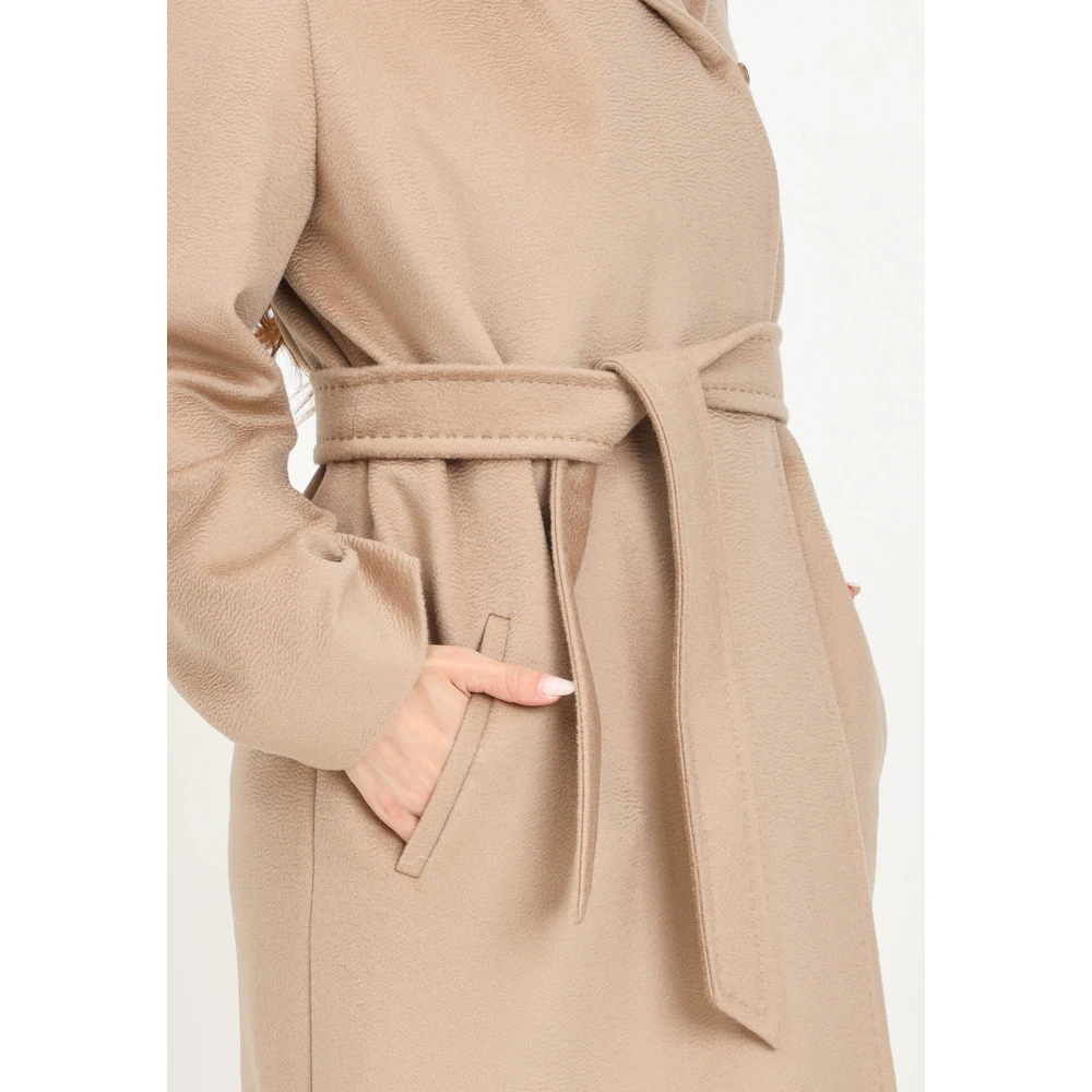 Max Mara Kameel Wollen Omslagjas met Capuchon Brown Dames