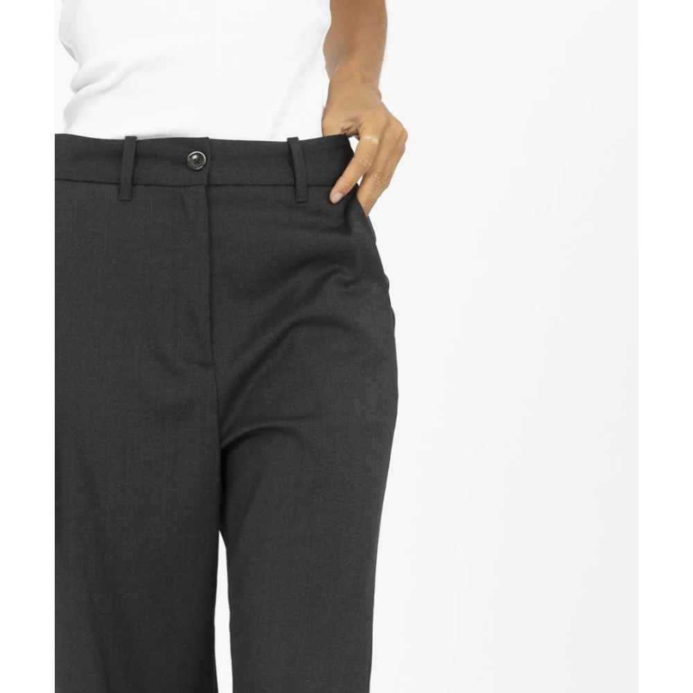 Nine In The Morning Wijde Pijp Crepe Broek met Manchetten Gray Dames