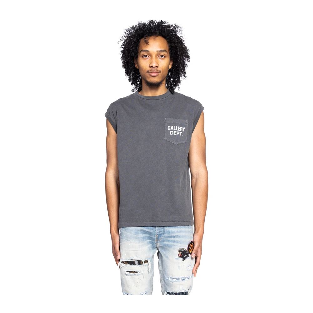 Gallery Dept. Zwarte Mouwloze Tee Black Heren