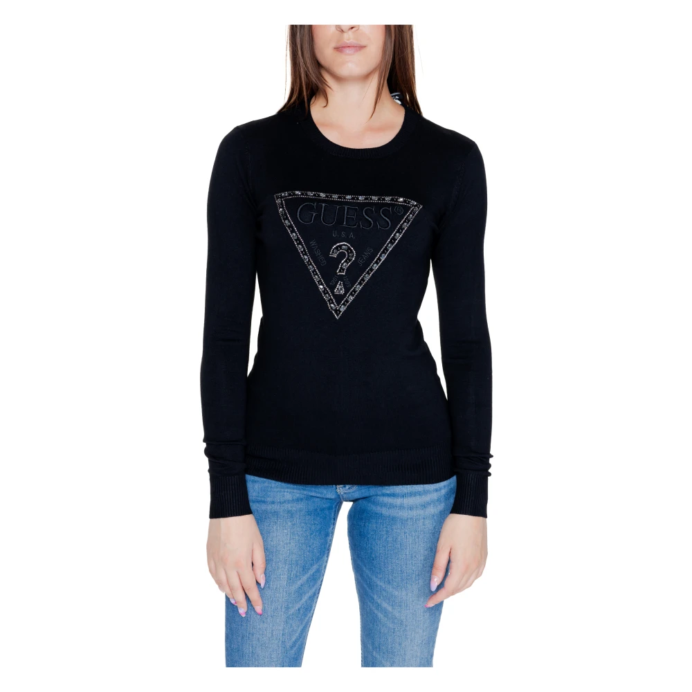 Guess Triangle Logo Dames Top Herfst Winter Collectie Black Dames