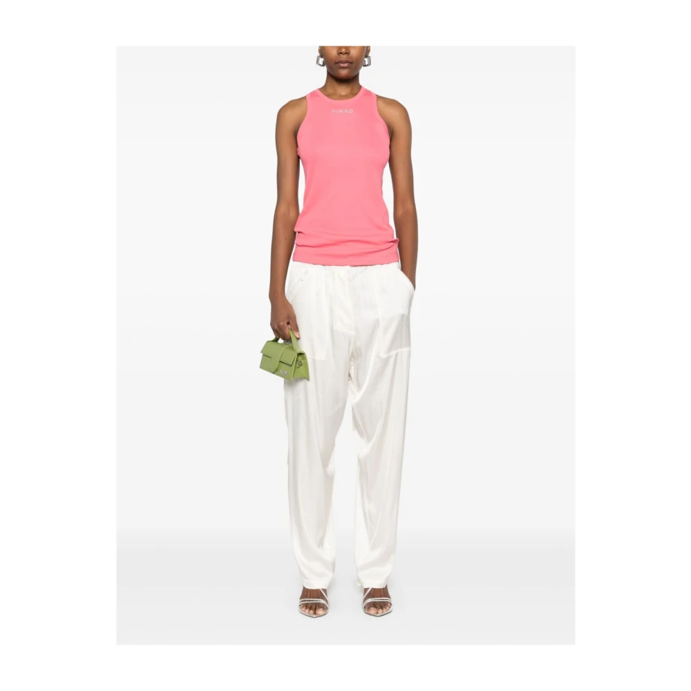 pinko Blush Pink Mouwloze Logo Top Pink Dames