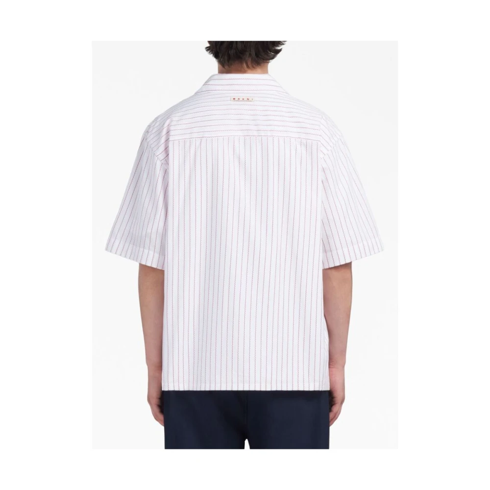 Marni Katoenen Overhemd met Scallop Print White Heren