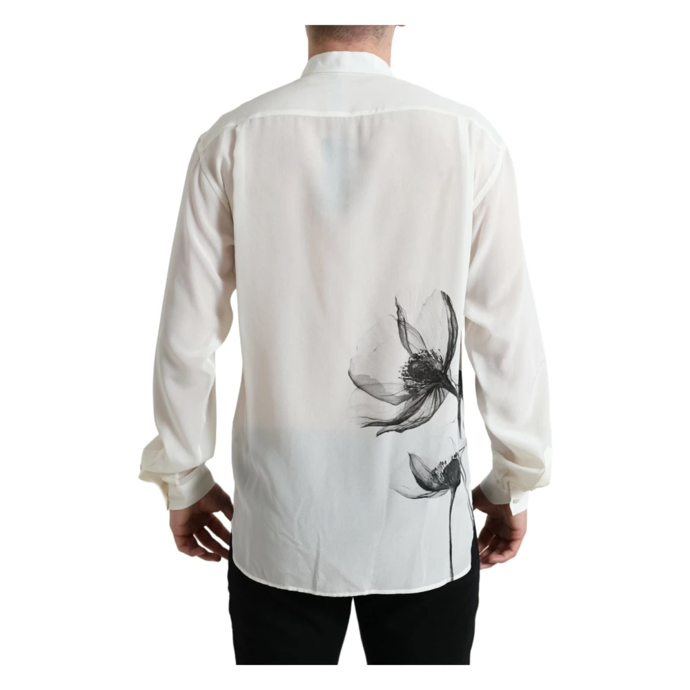Dolce & Gabbana Elegante bloemen zijden overhemd White Heren