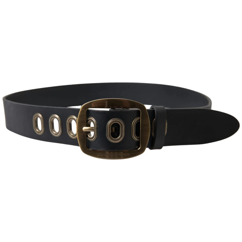 Dolce & Gabbana Smalle Italiaanse leren riem met metalen gesp Black Heren
