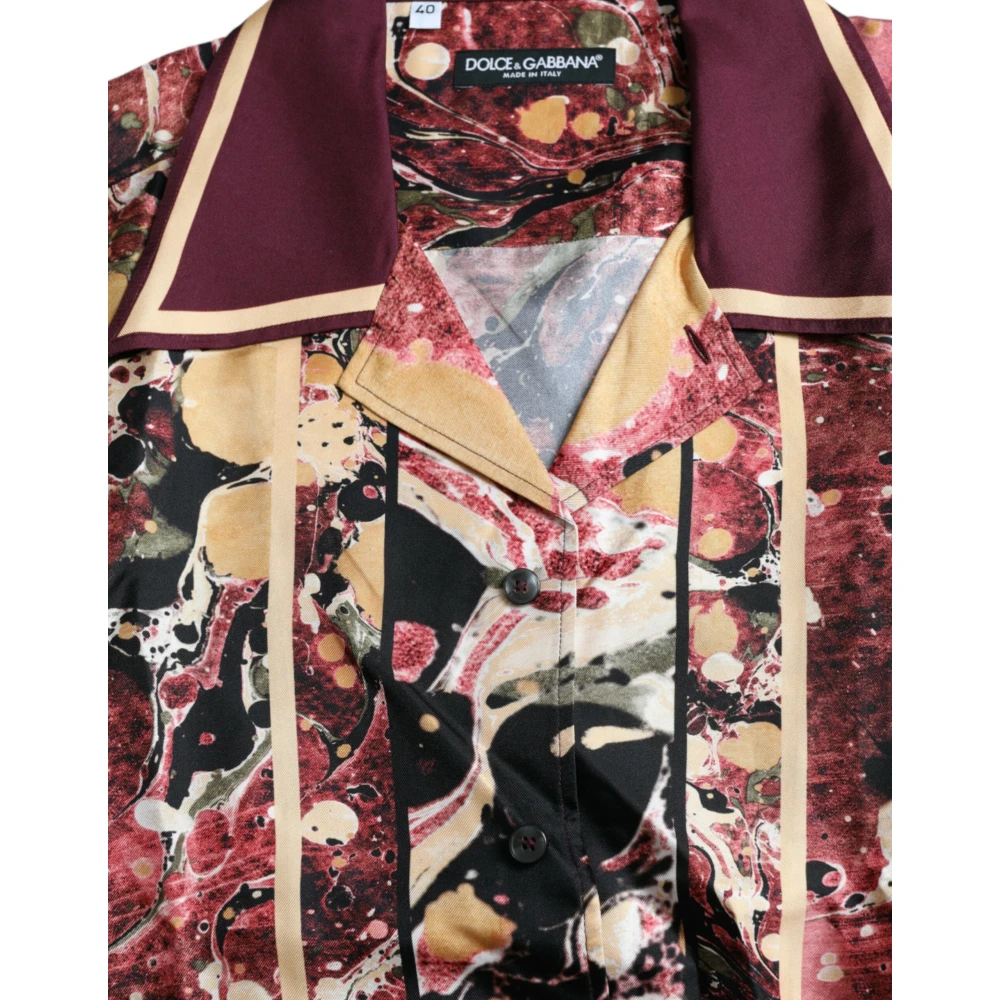 Dolce & Gabbana Zijden Knoopsluiting Shirt Multicolor Patroon Multicolor Heren