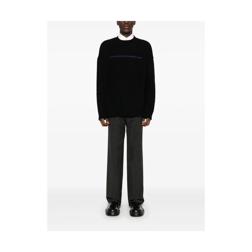 Emporio Armani Zwarte Gebreide Fleece Trui Black Heren