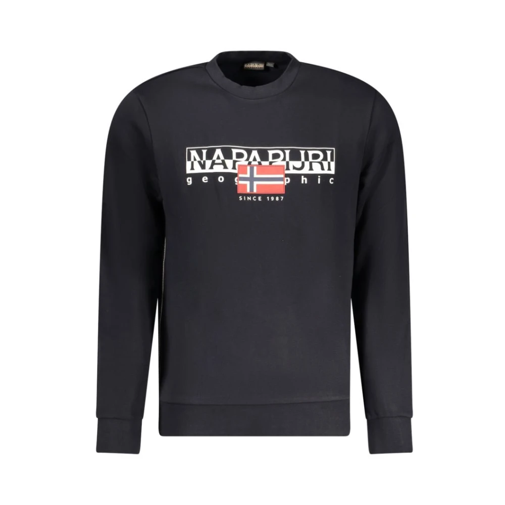 Napapijri Zwarte Katoenen Sweatshirt met Logoprint Black Heren