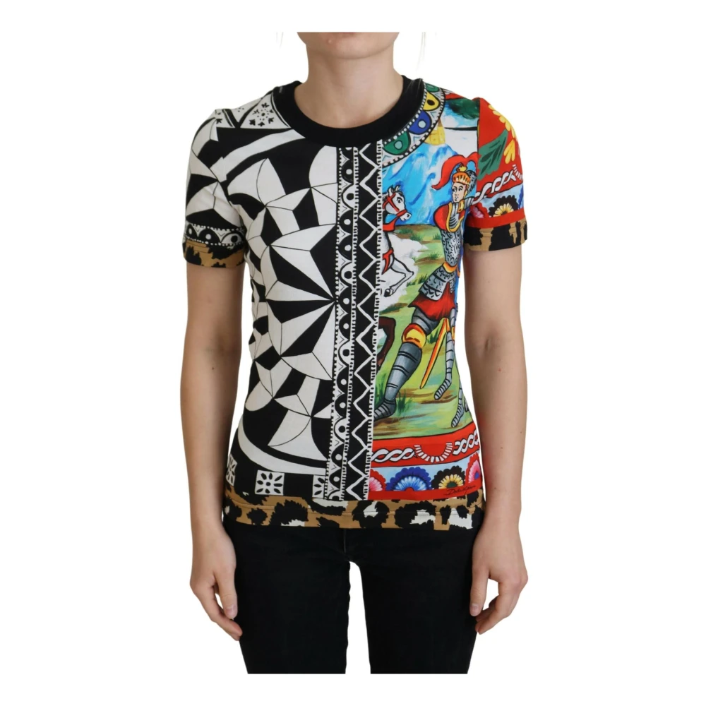 Dolce & Gabbana Prachtige Multicolor Bedrukte Katoenen Top Multicolor Dames