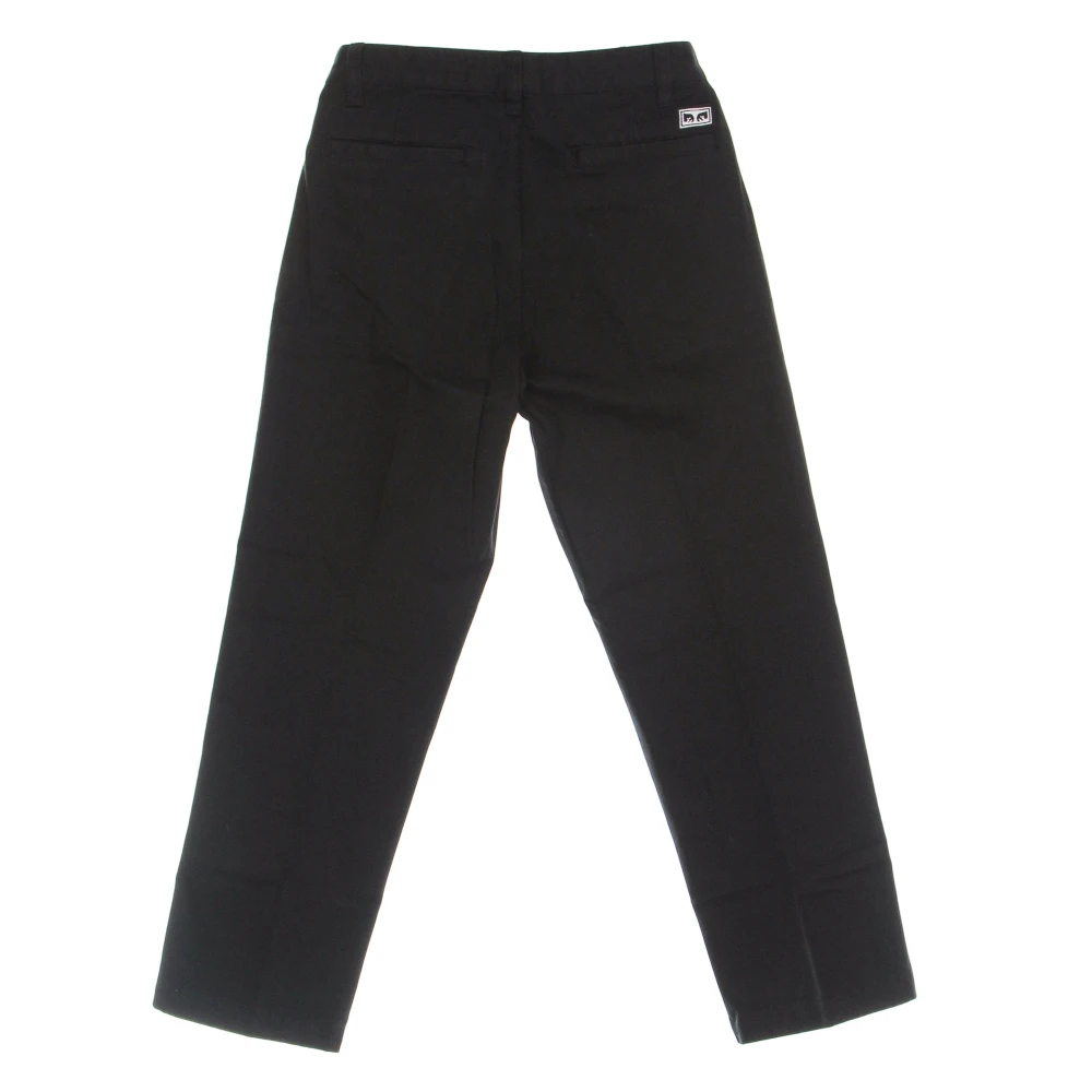 Obey Zwarte Katoenen Canvas Zomerbroek Black Heren