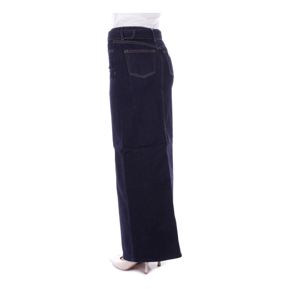 Liu Jo Denim Rok met Rits en Knoop Blue Dames