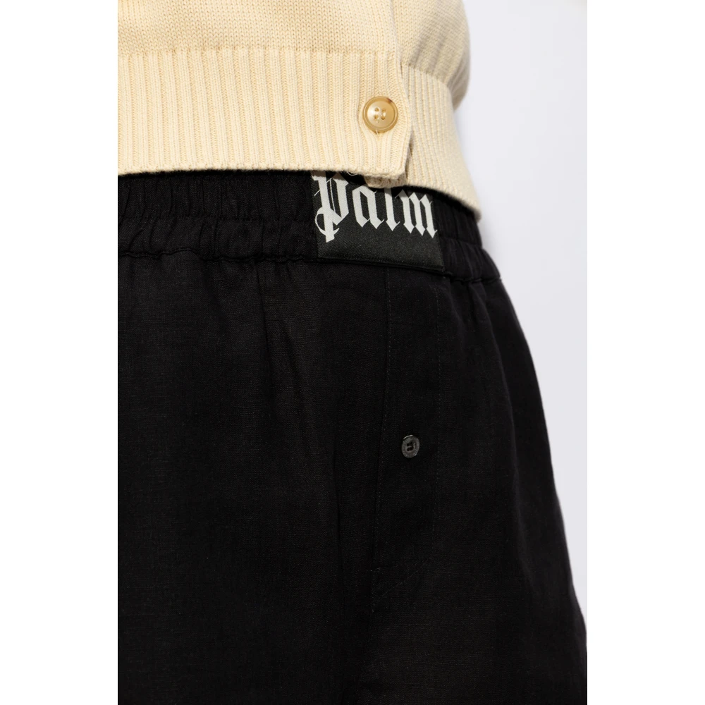 Palm Angels Linnen shorts Black Dames