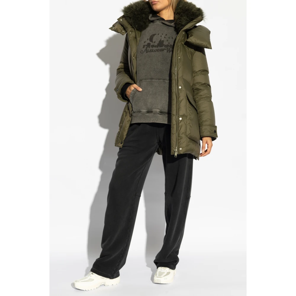 Yves Salomon Donsjack met bontkraag Green Dames