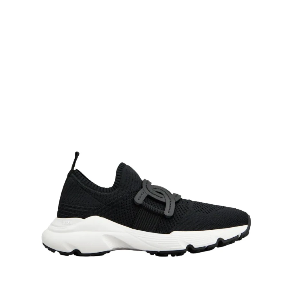 Tod's Women's Black Sneakers, 5 Uk, Mesh Trainers With Leather Chain