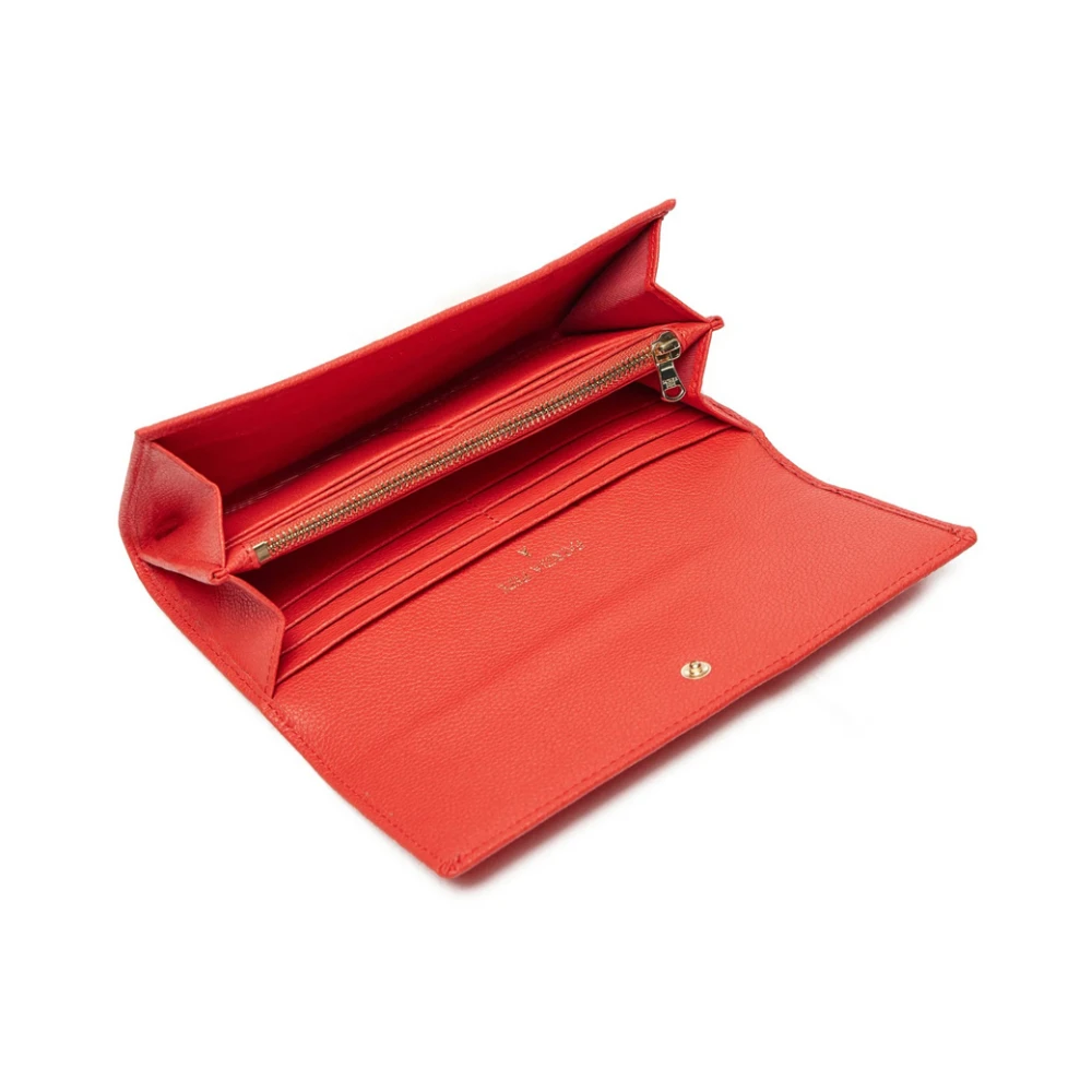 PATRIZIA PEPE Rode leren portemonnee met letterdetail Red Dames