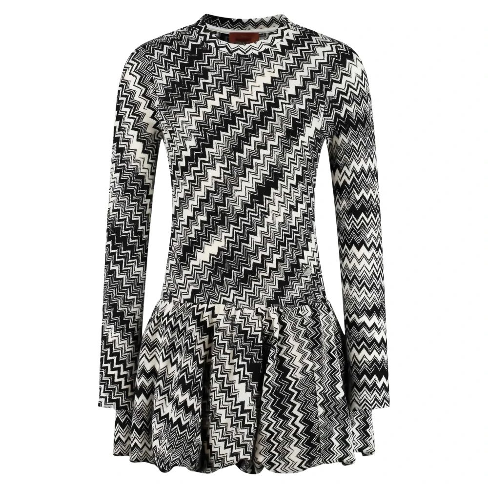 Missoni Girls Black Dresses, 12 Y, Zigzag Jersey Dress