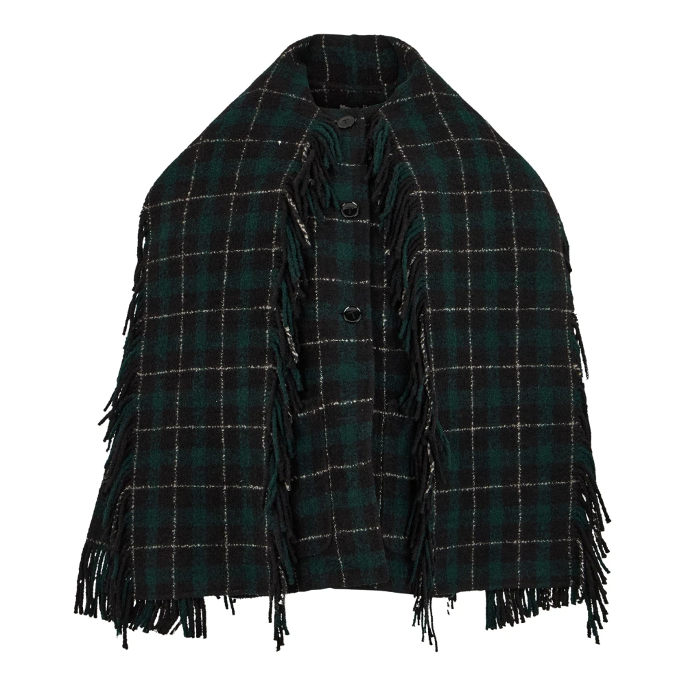 Totême Fringed Scarf Jacket - Female - Ponchos - Green - S - Jackets